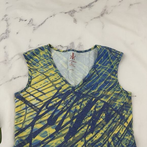 Krimson Klover Ripple Effect Dress Size M New Yellow Blue Fit Flare Geometric - Picture 2 of 10